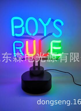 供应boysRule复古的玻璃霓虹灯，NeonLight