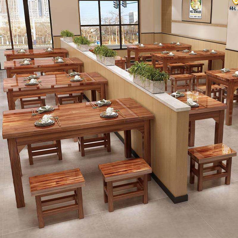 实木碳化餐桌餐桌椅桌椅小吃店烧烤面馆火锅店餐饮餐馆饭店组合