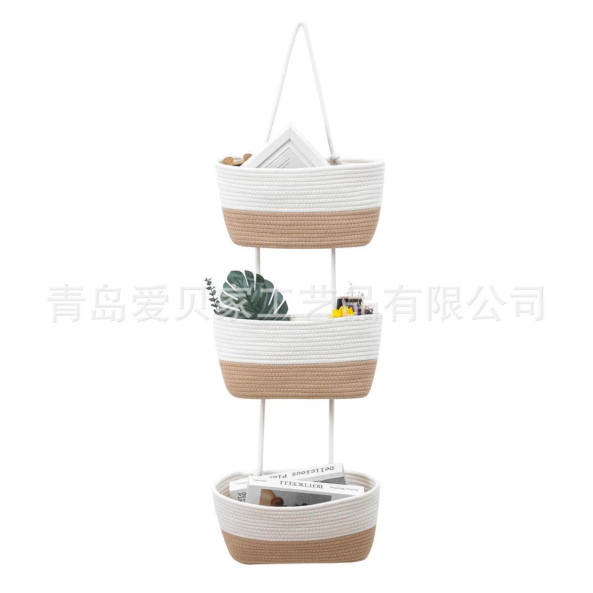 直销3层挂篮棉绳编织壁挂储物篮门挂篮干花书本钥匙杂物收纳,农用物资,其他肥料,淘宝优惠券,粉丝福利购,淘宝优惠卷