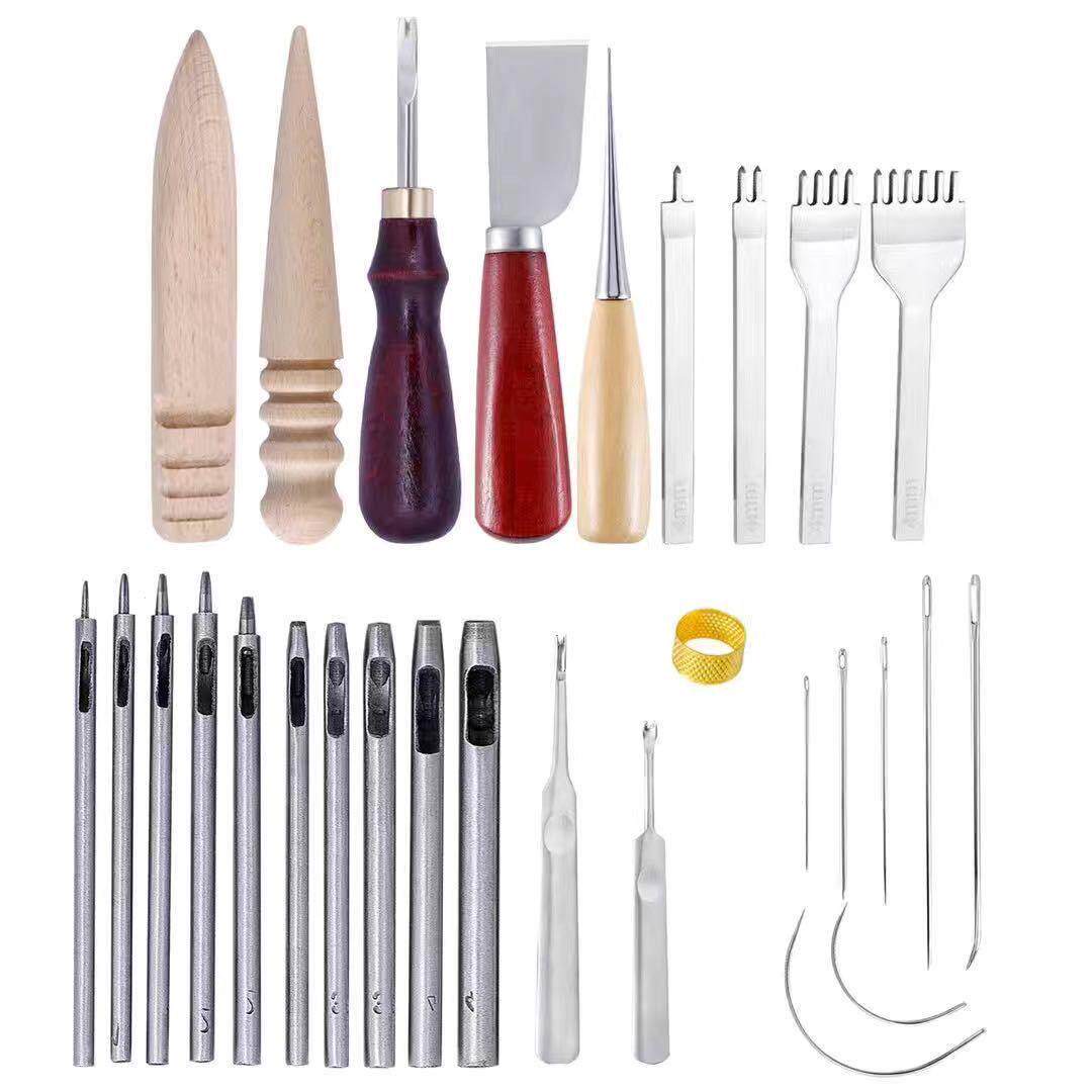 23件套皮革工具套装手艺皮革工艺皮具套餐挖槽器菱斩皮艺组合