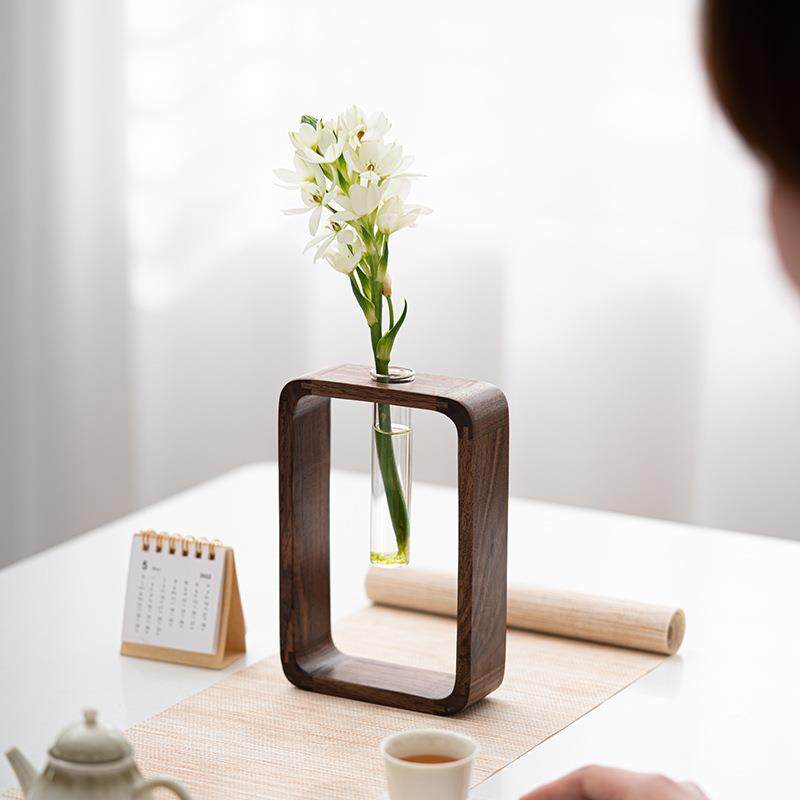 北欧木质花瓶客厅桌面摆件玻璃透明试管插花富贵竹绿萝水培花器,农用物资,其他肥料,淘宝优惠券,粉丝福利购,淘宝优惠卷