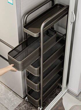 厨冰房置物架收地窄柜缝LRV隙家用卫生间厕所箱侧夹缝落小推车纳