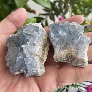 天GEZ然蓝水簇天青晶石矿石蓝打蛋爱晶心形摆件原石磨矿物工艺品