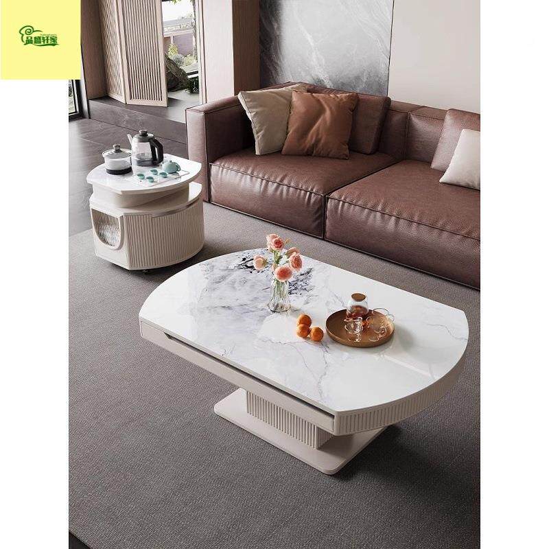 电动升岩板茶几MCA餐桌两用体一沙发多功茶台能家用小户型可降变