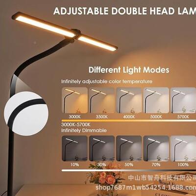 L电E台颈灯三色光源可调鹅护眼脑桌面夹子台灯办公CTI室阅D读学习