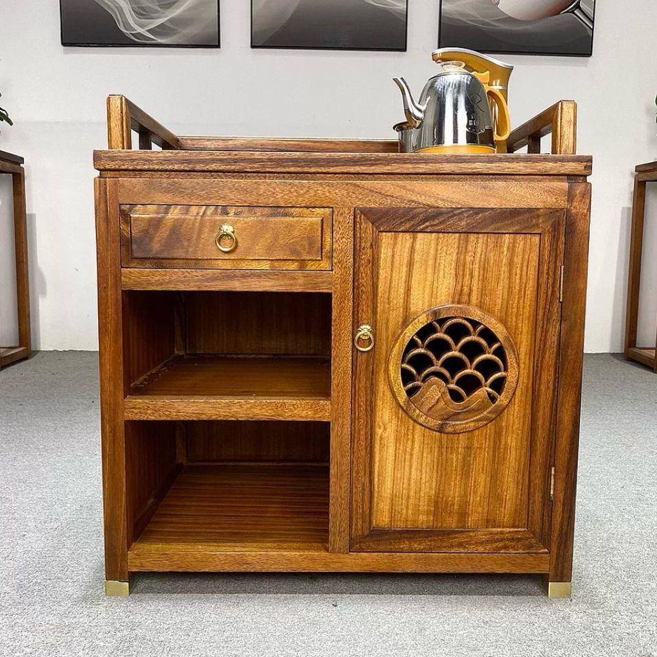 9C桃木木茶水胡柜简约实新餐边柜中A式可移动置物柜奥坎小茶车储