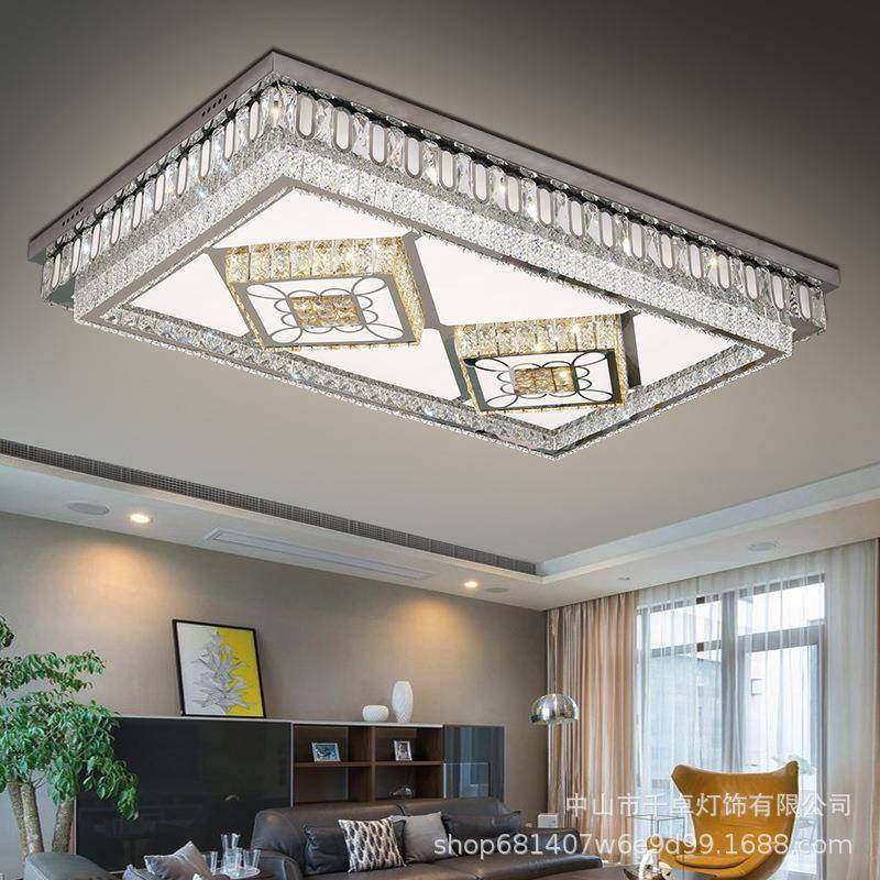 新款2108室豪华客轻奢L圆ED不锈钢厅大气长方形吸顶灯卧形水晶灯