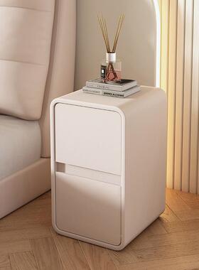 0J奶油柜风床头简约现代床边柜实木皮质小型超窄0c2CGPm简迷极你