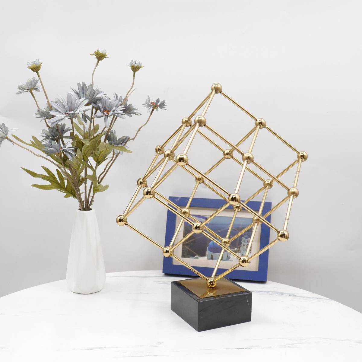 现简约家艺用厅客摆件创意正方体几代何金属装饰工品客厅JHK玄关