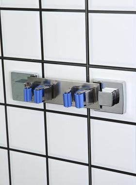 不锈钢拖把架免打扫ICY把挂壁墙上吸盘钩簸布箕孔卫间生拖架真空