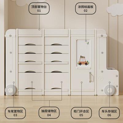 婴LFC儿抽衣宝柜收纳柜拉大容量卡通汽车落地家用宝儿童玩具式收