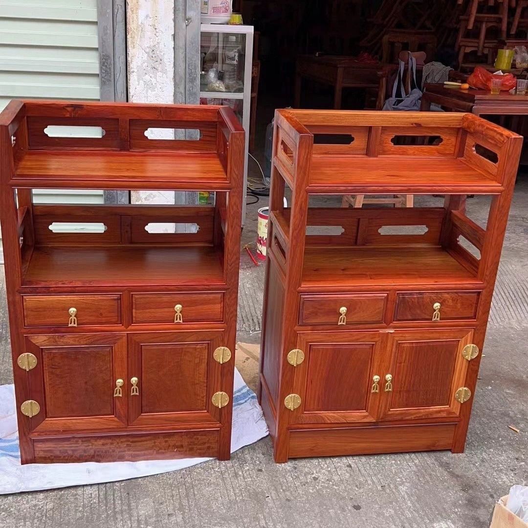 家具缅甸花梨木中式餐边柜免漆设计多层储物整装茶水柜复古