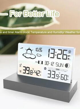 热销透玻璃气象钟明彩屏RF无线多功能天报3396C闹气预电子钟