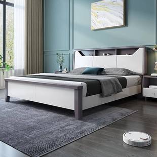 白色实木床1型.8米双人婚床现代简1.5m128 主卧家用经济储物约