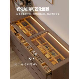 斗柜梳尾妆台一体卧室现代简约化桌床收纳转BFG角书柜桌实妆木化