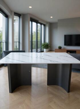 火锅桌子岩简板餐桌不锈钢黑钛架饭桌桌63934方形易快餐桌底座酒