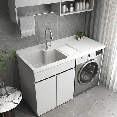 蜂铝全铝洗衣洗机柜阳台水槽洗衣池衣机一体柜阳ETL台切角阳台窝