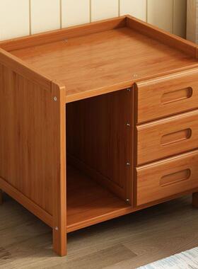 小型收实木床头柜楠竹建议置架放纳储物柜XPC头柜卧室家床用清仓