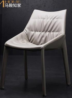 轻奢餐椅家用2022新款高级感灰色设计师餐桌椅意式极简软包椅子