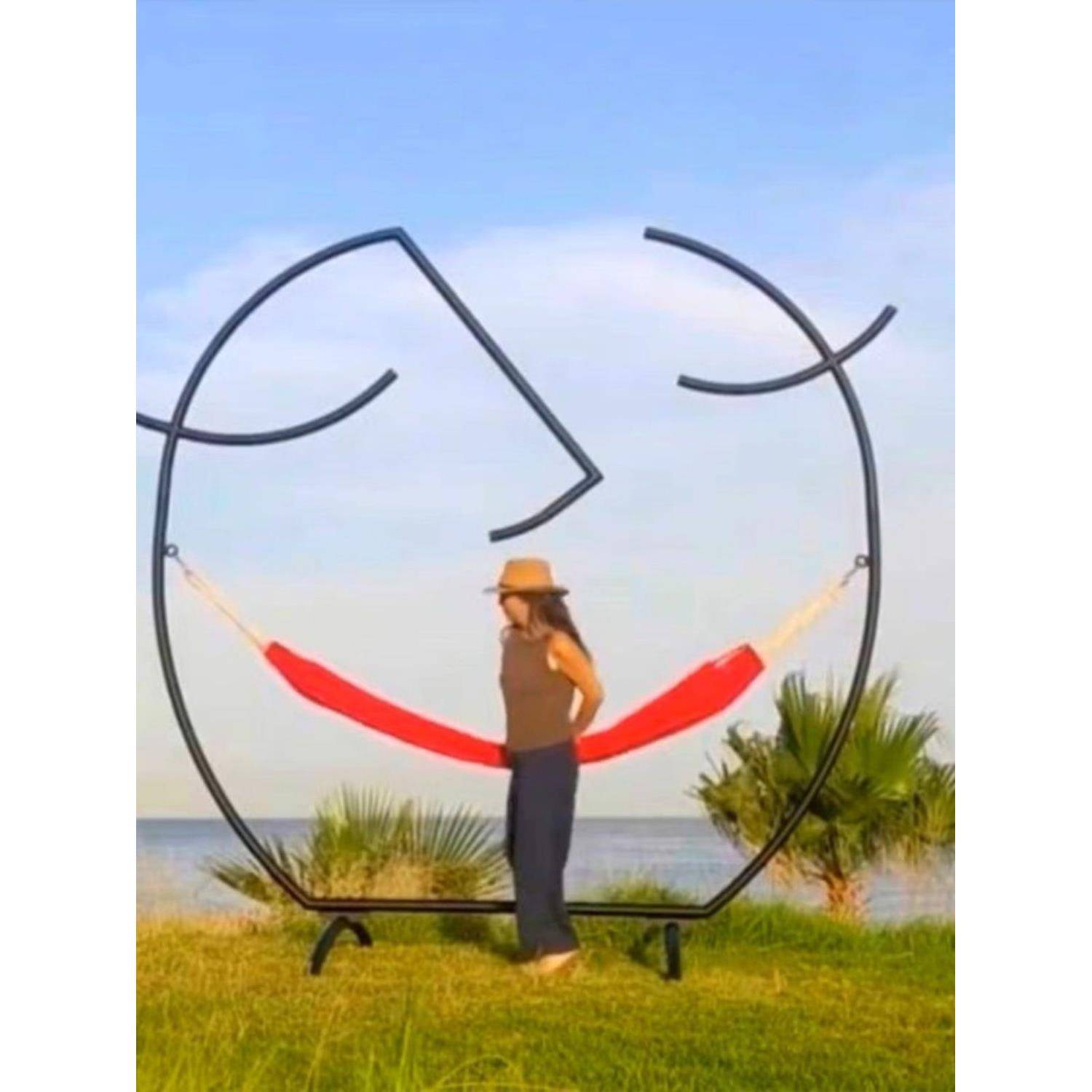 悬挂拍照户外景区秋千秋千户外网红创意引流笑脸打卡铁艺园林秋千