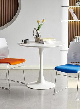 轻奢洽谈椅椅椅会议简约料EQJ办公可摞叠塑靠背椅子培训椅加厚电