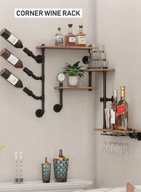 美式业壁挂式搁架板管工靠墙架酒吧酒客厅厨房装饰简BJJJ4-3约红