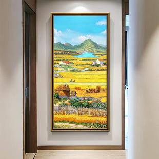 手绘油画梵高丰收风式景玄关饰画廊FM679918竖版装美走过道对门挂