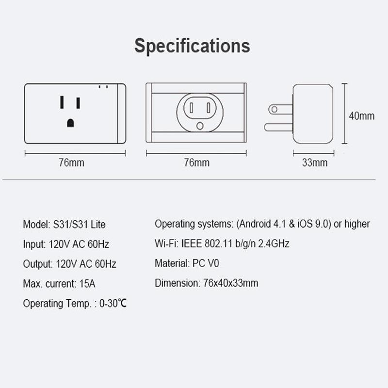 Sonoff S31 手机远程遥控wifi无线定时电量检测插座 美规图片