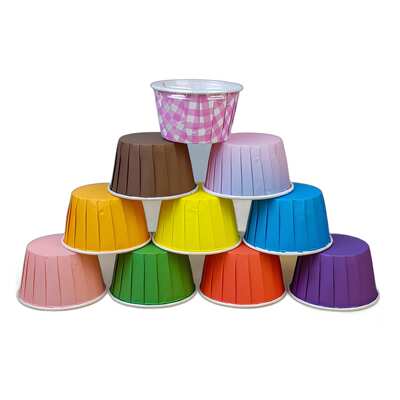 4435烘焙卷边杯防油纸卷口杯翻边折叠蛋糕纸杯烤箱淋膜杯高温杯