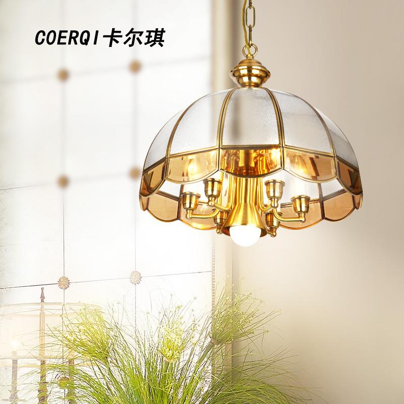 美式吊灯复古铜灯 客厅卧室书房全铜吊灯 欧式吊灯餐厅灯具