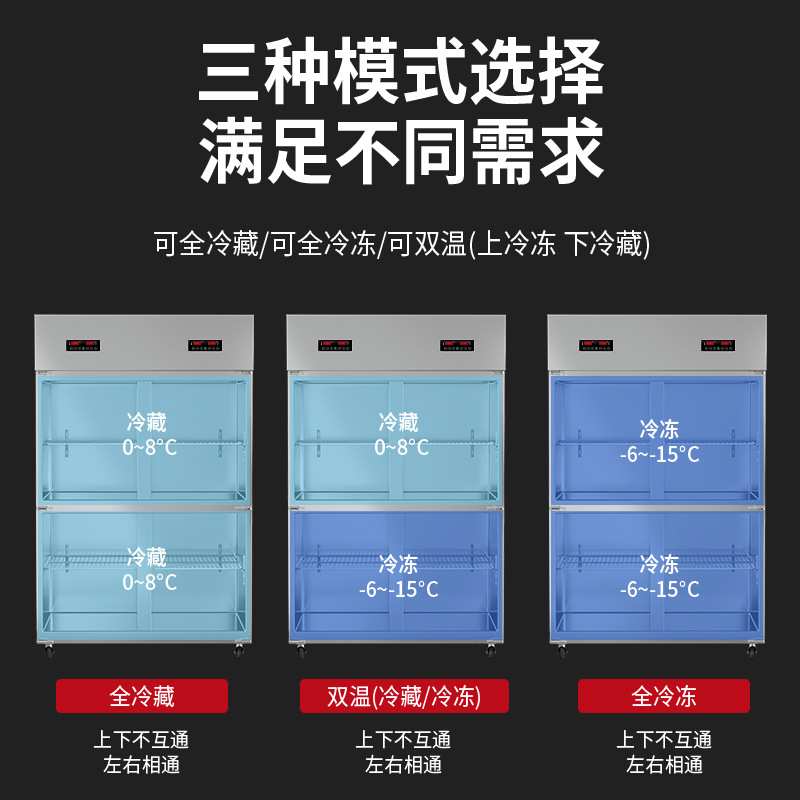 厨房冰柜商用四门冷藏柜冷冻柜酒店餐厅立式保鲜六门双温柜保鲜柜