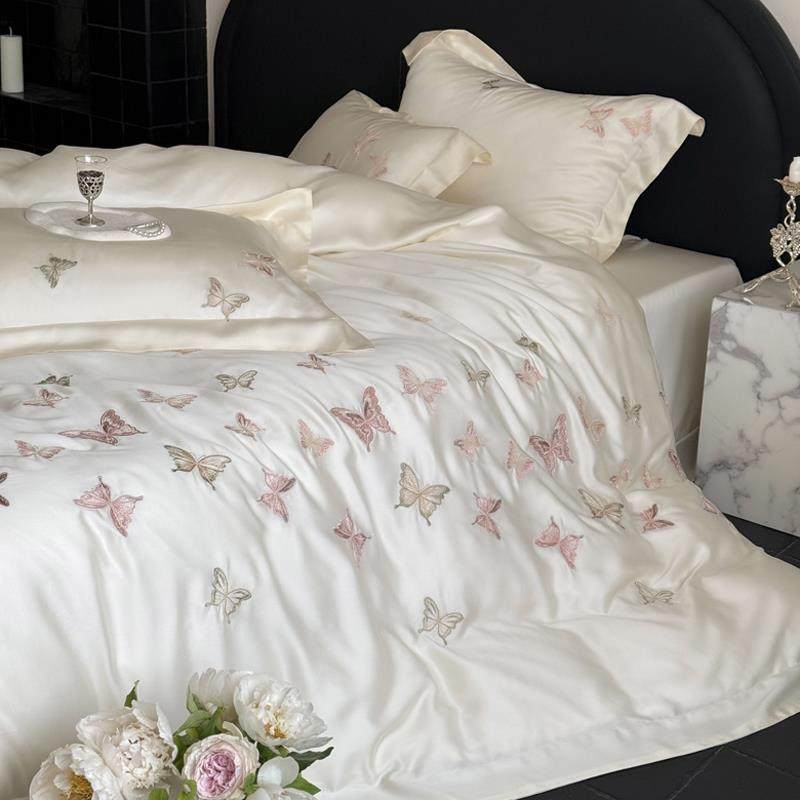 轻奢少女心夏季60支天丝四件套冰丝凉感亲肤透气裸睡床单被套床品