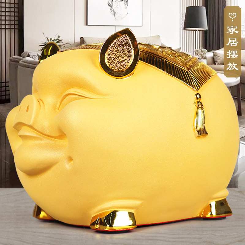 金猪储蓄罐生肖猪存钱树脂摆件中式风格电视柜酒柜装饰品生肖萌猪