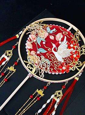 幕然居双圈长柄双框古风团扇仙气扇女扇子舞蹈扇扇框汉服拍照昌震