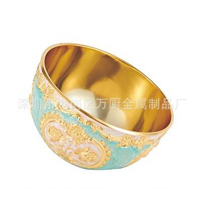 欧式创意复古斜口碗锌合金果皮碗ktv豪华桌面垃圾碗雕花水果碗