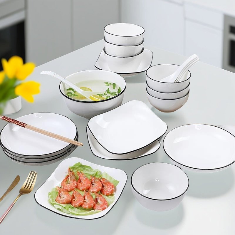 家用日式碗碟套装轻奢陶瓷碗筷盘子景德镇餐具微波炉吃饭碗小汤碗,餐饮具,碗,淘宝优惠券,粉丝福利购,淘宝优惠卷