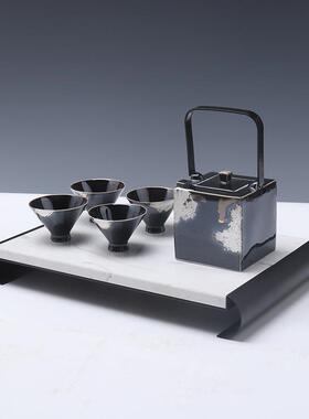 新中式茶组具理石托盘大合饰客厅URO装茶室茶几书房样板间桌面装