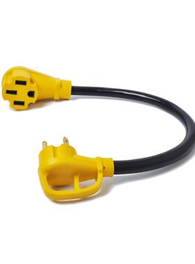 汽件房车游电源车转换30A(公)头30A公转50配A母艇125V黄色转接线