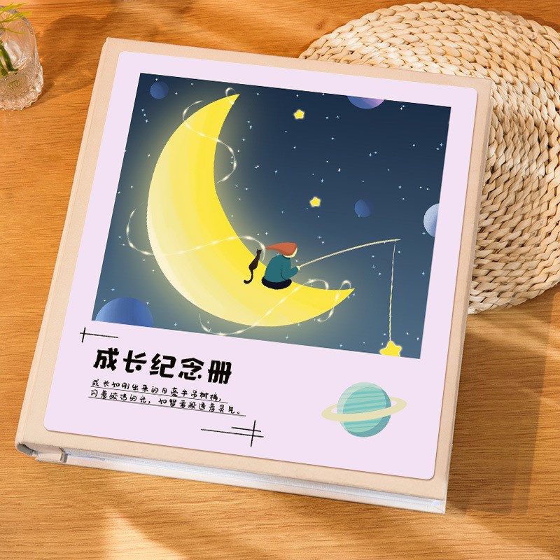 6寸宝宝儿童成长记录相册本纪念册家庭大容量5寸78六照片收纳影集