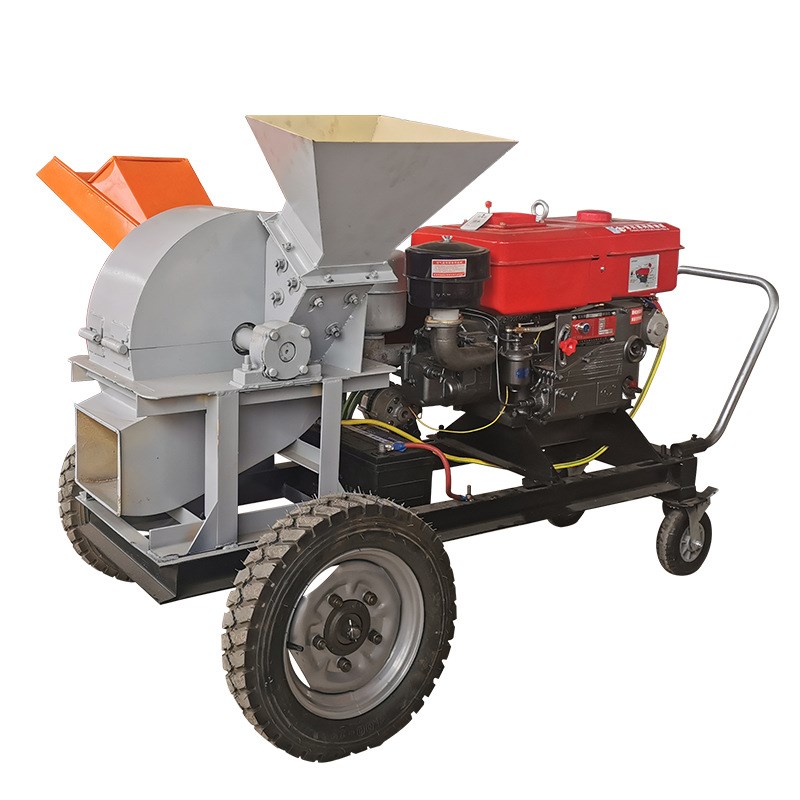 双进料口木材粉碎机小型多功能柴电两用树枝果木粉碎机木屑粉碎机