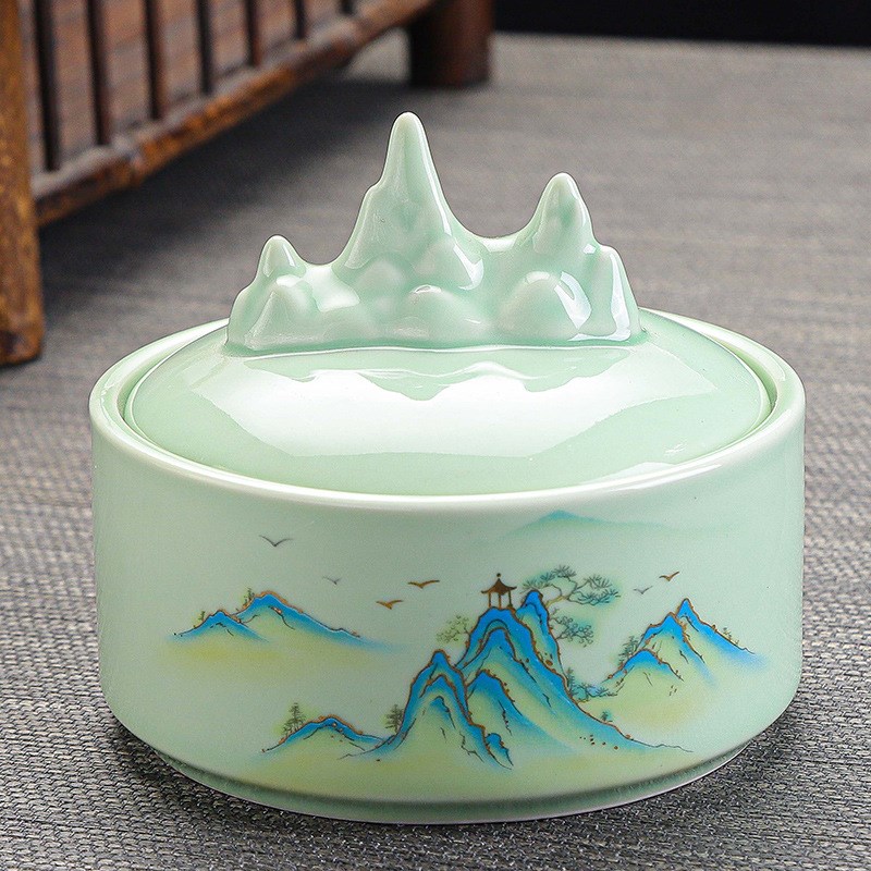 陶瓷不干墨池多功能火锅墨砚台带盖墨碗磨盘文房四宝书法用品