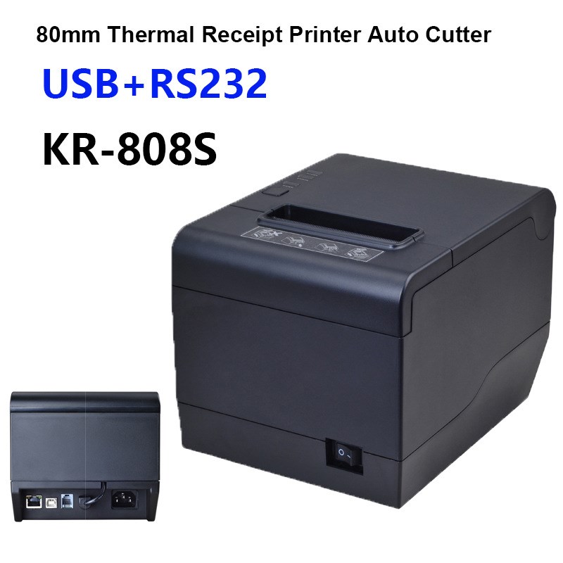 80MM热敏票据打印机自动切纸300高速打印超市收银餐饮外卖打印机