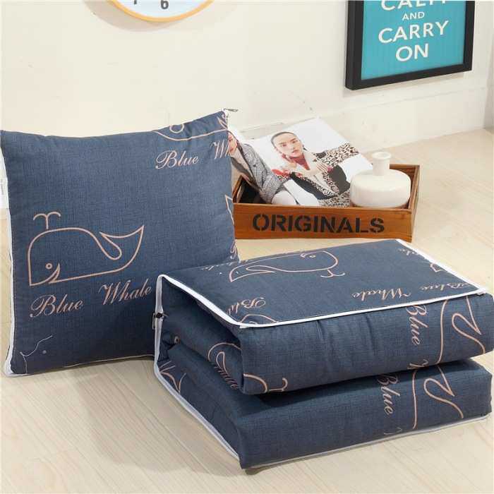 全棉抱枕被子两用高档车载办公室午睡两用抱枕被子纯棉毛毯二合一