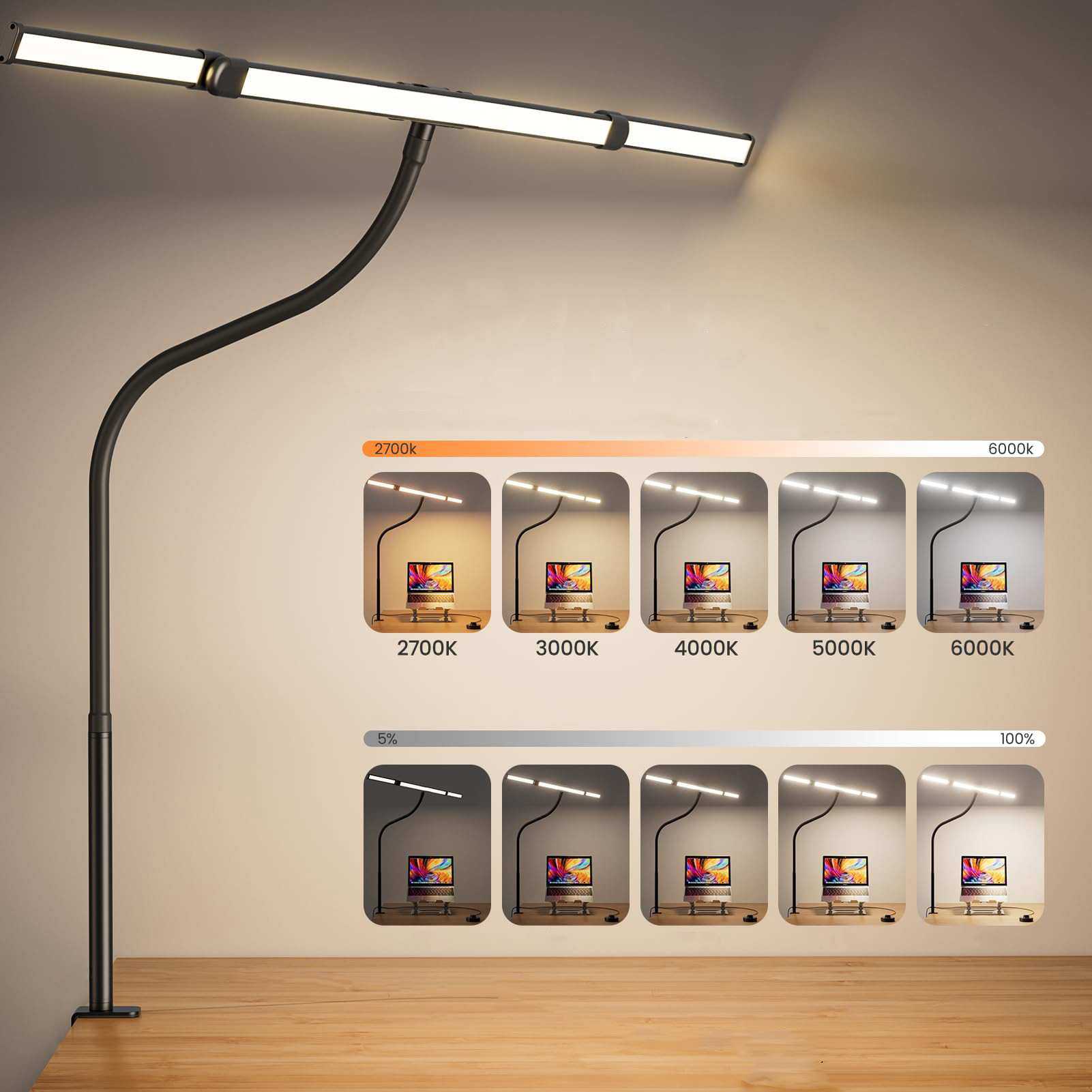 跨境led台灯三灯头鹅颈软管阅读显示器夹子灯桌面电脑屏幕护眼灯,电子元器件市场,其它元器件,淘宝优惠券,粉丝福利购,淘宝优惠卷