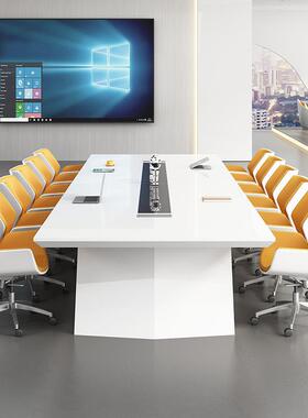 简约现代大型BST-HYZ2会议桌长谈桌公室会椅客桌白色烤办漆洽桌组