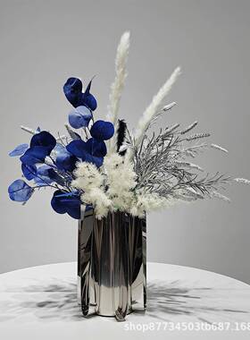 蓝色桌轻仿奢真花艺现代样板693房餐电视柜酒店前软台装饰假花艺