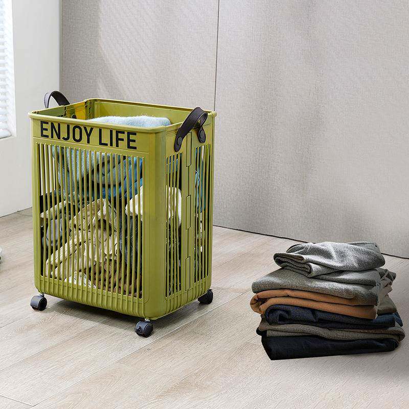 6955-695放叠脏衣服收纳筐折大容量家用浴室特大号篓脏衣篮带轮子