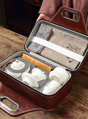 白瓷茶艺教学组装30717羊套脂玉陶瓷旅便行携包功茶夫具盖碗泡茶