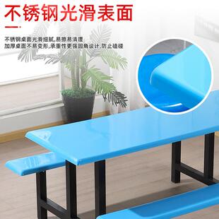 学组校员工食堂餐桌椅合厂公食司工JSS不锈钢餐桌美城连体餐桌椅