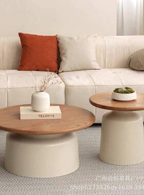 奶油茶风网公寓茶几客厅家小户型简约红铁艺CHV圆形马提尼民用宿